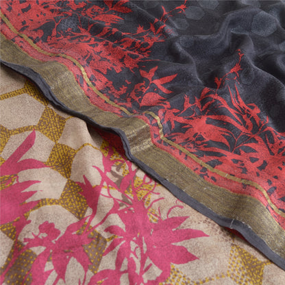 Sanskriti Vintage Sarees Pure Georgette Silk Printed Woven Sari Craft Fabric
