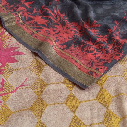 Sanskriti Vintage Sarees Pure Georgette Silk Printed Woven Sari Craft Fabric