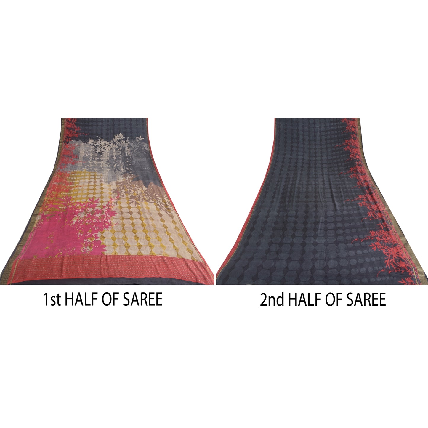 Sanskriti Vintage Sarees Pure Georgette Silk Printed Woven Sari Craft Fabric