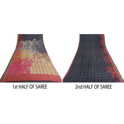 Sanskriti Vintage Sarees Pure Georgette Silk Printed Woven Sari Craft Fabric