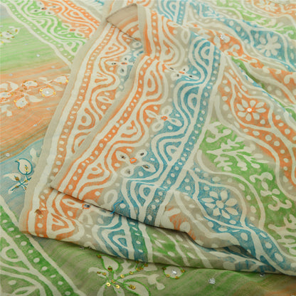 Санскритские винтажные сари из многослойного чистого жоржета с принтом/ручной вышивкой бисером из экологически чистой ткани для сари