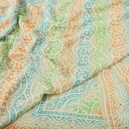 Санскритские винтажные сари из многослойного чистого жоржета с принтом/ручной вышивкой бисером из экологически чистой ткани для сари