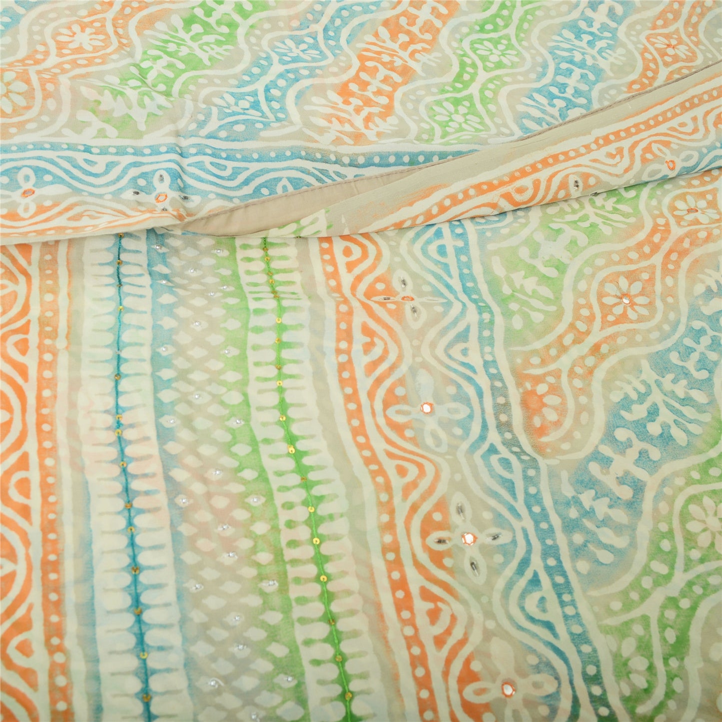 Санскритские винтажные сари из многослойного чистого жоржета с принтом/ручной вышивкой бисером из экологически чистой ткани для сари