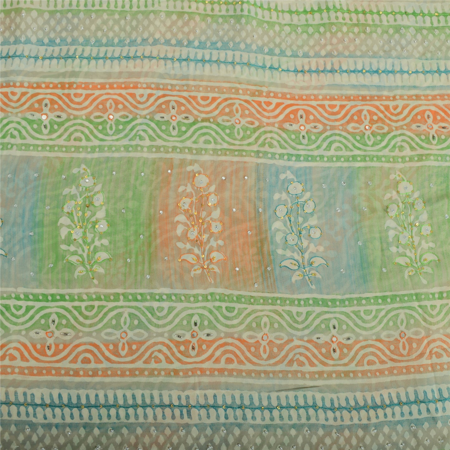 Санскритские винтажные сари из многослойного чистого жоржета с принтом/ручной вышивкой бисером из экологически чистой ткани для сари