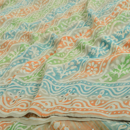 Санскритские винтажные сари из многослойного чистого жоржета с принтом/ручной вышивкой бисером из экологически чистой ткани для сари