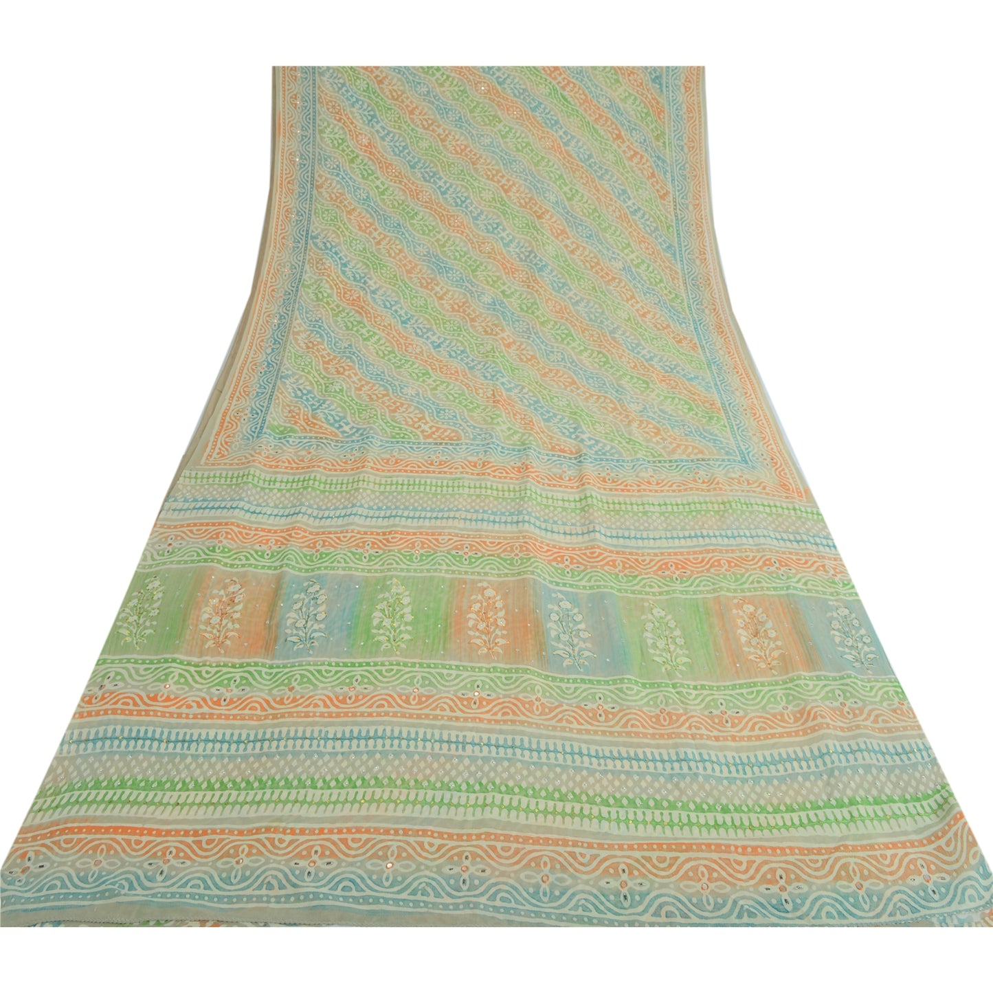 Санскритские винтажные сари из многослойного чистого жоржета с принтом/ручной вышивкой бисером из экологически чистой ткани для сари