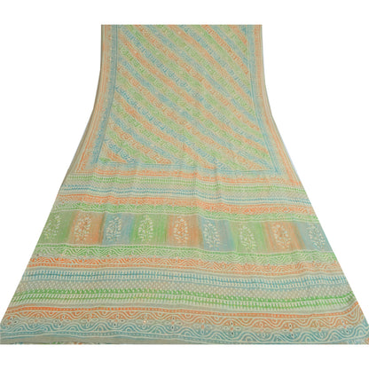 Санскритские винтажные сари из многослойного чистого жоржета с принтом/ручной вышивкой бисером из экологически чистой ткани для сари