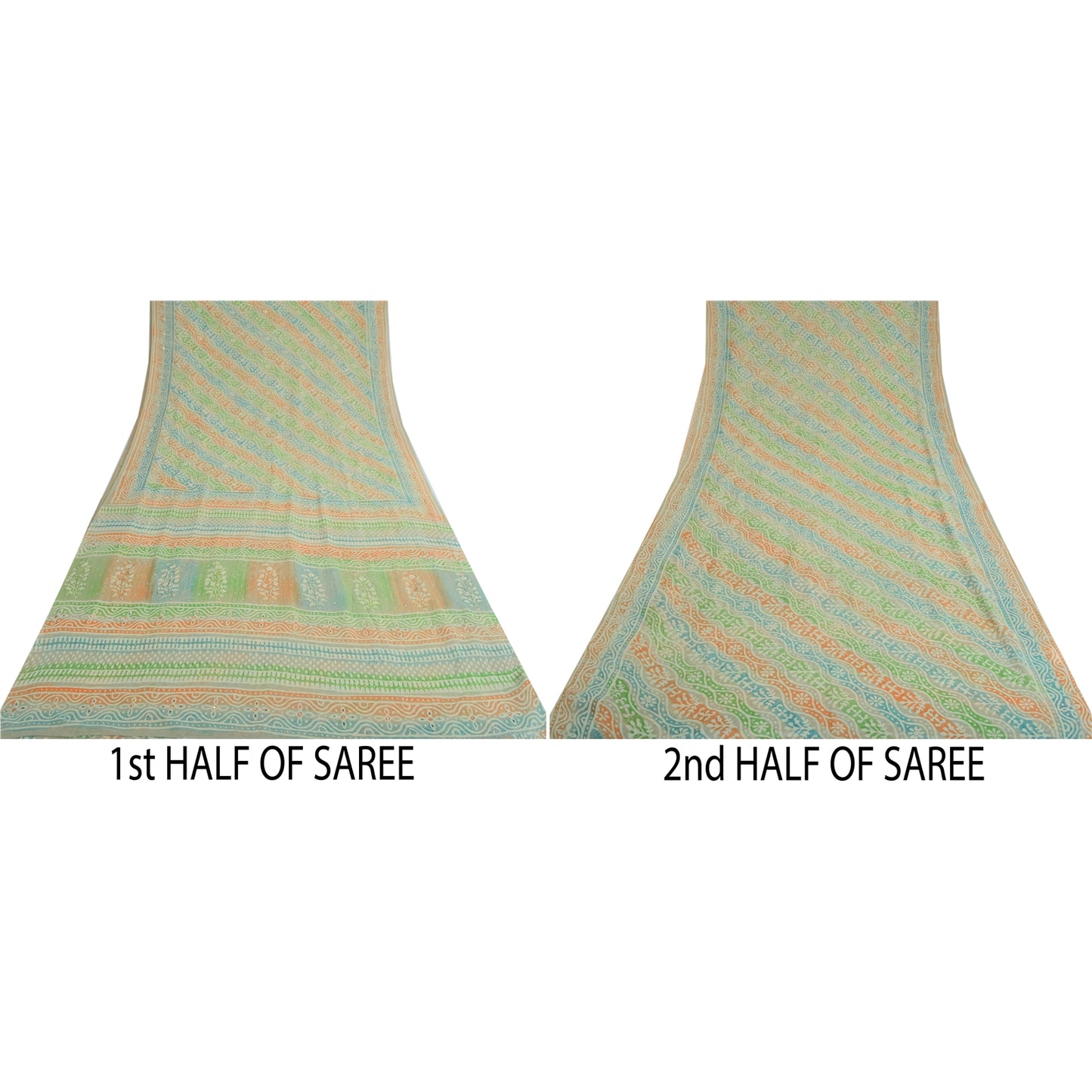 Санскритские винтажные сари из многослойного чистого жоржета с принтом/ручной вышивкой бисером из экологически чистой ткани для сари