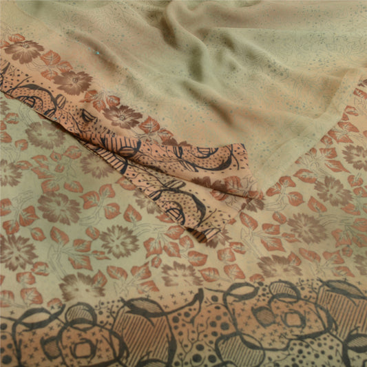 Sanskriti Vintage Sarees Indian Multicolor Georgette Printed Sari Craft Sustainable Fabric