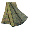 Sanskriti Vintage Sarees Dark Green Pure Georgette Silk Print Sari Craft Sustainable Fabric