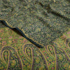 Sanskriti Vintage Sarees Dark Green Pure Georgette Silk Print Sari Craft Sustainable Fabric