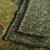 Sanskriti Vintage Sarees Dark Green Pure Georgette Silk Print Sari Craft Sustainable Fabric