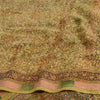 Sanskriti Vintage Sarees Olive Green Pure Georgette Silk Print Sari Craft Sustainable Fabric