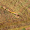 Sanskriti Vintage Sarees Olive Green Pure Georgette Silk Print Sari Craft Sustainable Fabric