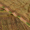 Sanskriti Vintage Sarees Olive Green Pure Georgette Silk Print Sari Craft Sustainable Fabric
