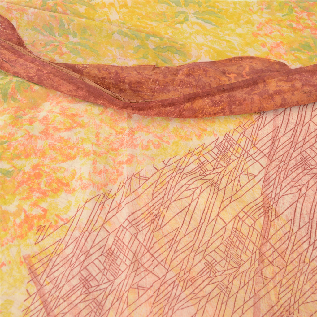 Sanskriti Vintage Sarees Multi Pure Georgette Silk Printed Sari Craft Sustainable Fabric