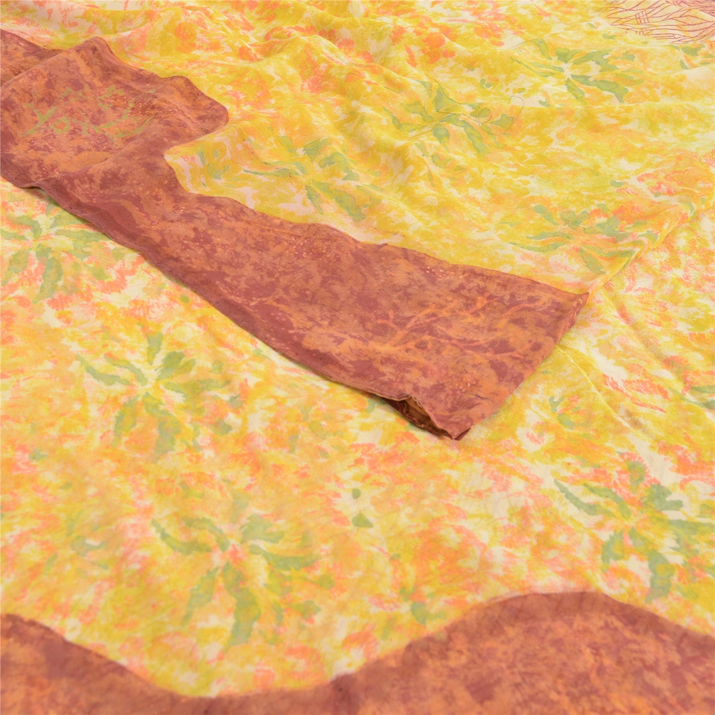 Sanskriti Vintage Sarees Multi Pure Georgette Silk Printed Sari Craft Sustainable Fabric