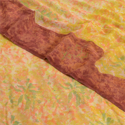 Sanskriti Vintage Sarees Multi Pure Georgette Silk Printed Sari Craft Sustainable Fabric