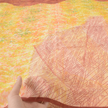 Sanskriti Vintage Sarees Multi Pure Georgette Silk Printed Sari Craft Sustainable Fabric