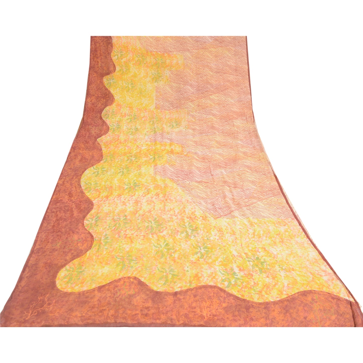 Sanskriti Vintage Sarees Multi Pure Georgette Silk Printed Sari Craft Sustainable Fabric