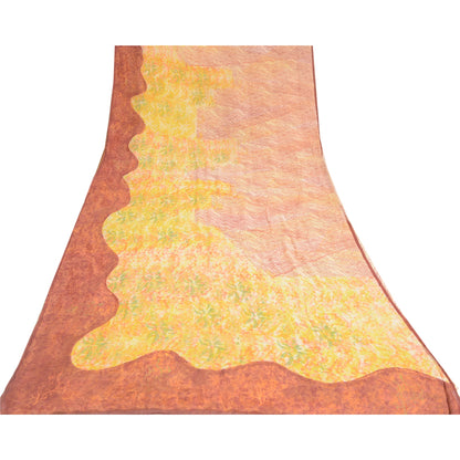 Sanskriti Vintage Sarees Multi Pure Georgette Silk Printed Sari Craft Sustainable Fabric