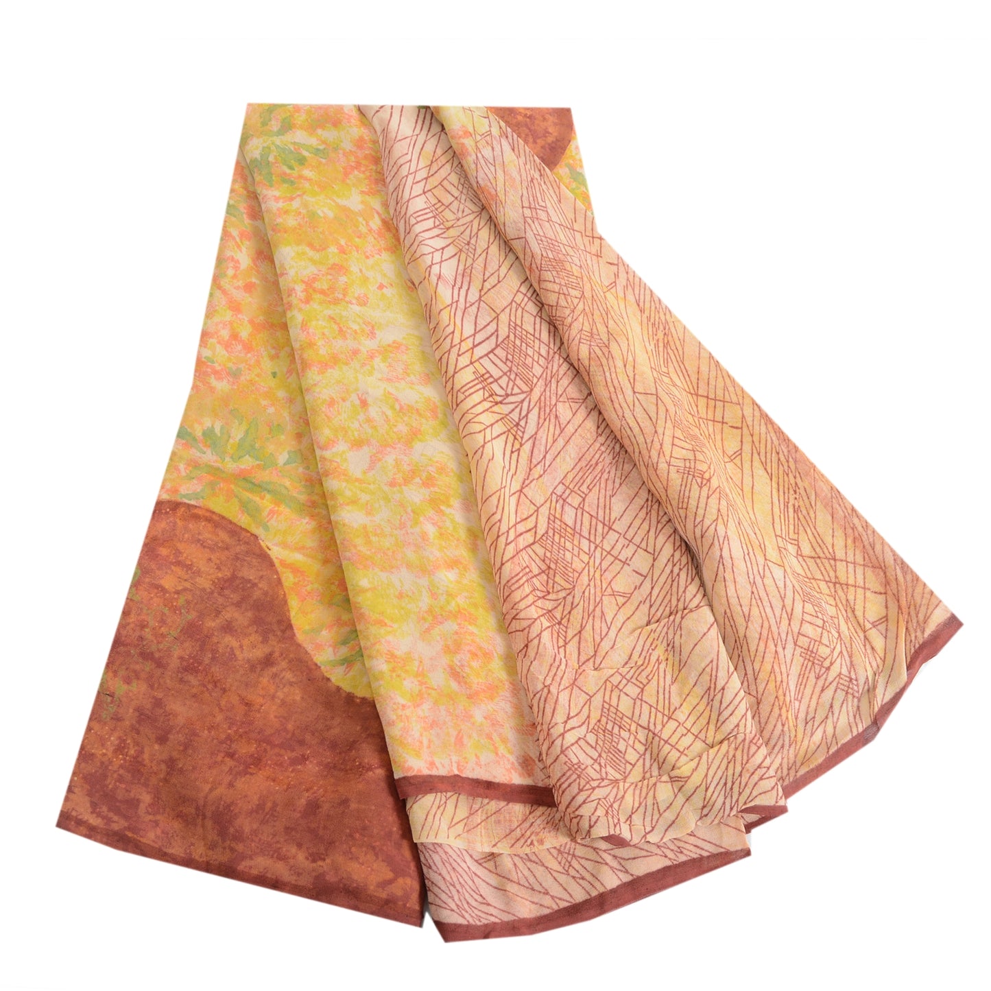 Sanskriti Vintage Sarees Multi Pure Georgette Silk Printed Sari Craft Sustainable Fabric