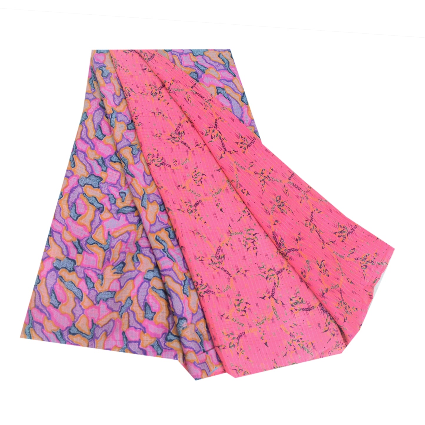 Sanskriti Vintage Sarees Pink Pure Georgette Silk Printed Sari 6yd Craft Sustainable Fabric