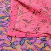 Sanskriti Vintage Sarees Pink Pure Georgette Silk Printed Sari 6yd Craft Sustainable Fabric