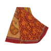 Sanskriti Vintage Sarees Pure Georgette Red/Orange Printed Sari 5yd Craft Sustainable Fabric