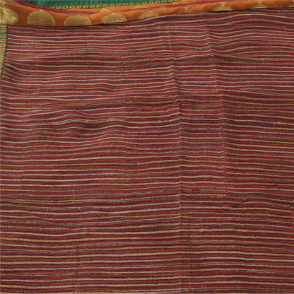 Sanskriti Vintage Sarees Dark Red Pure Georgette Silk Printed Sari Craft Sustainable Fabric