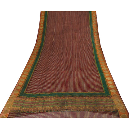 Sanskriti Vintage Sarees Dark Red Pure Georgette Silk Printed Sari Craft Sustainable Fabric