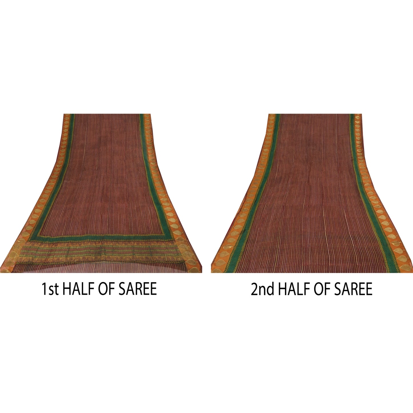 Sanskriti Vintage Sarees Dark Red Pure Georgette Silk Printed Sari Craft Sustainable Fabric