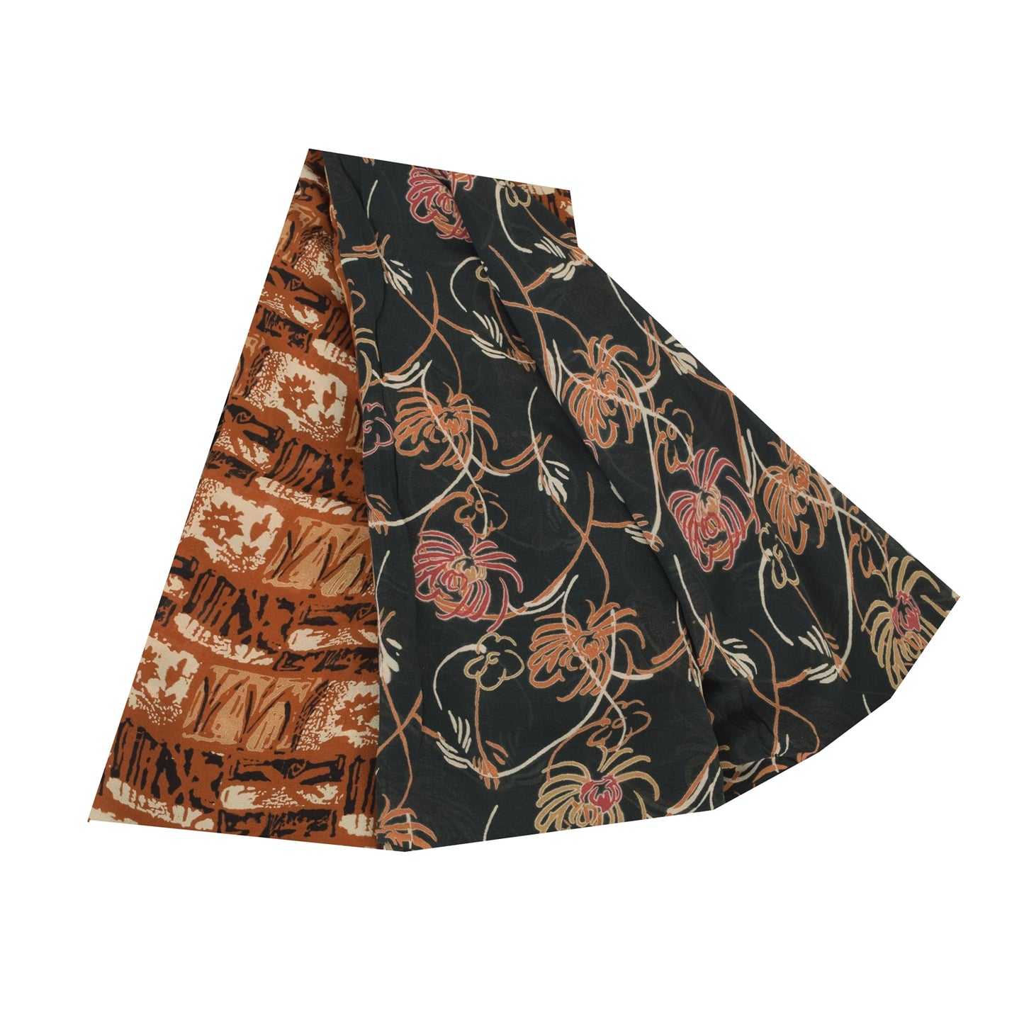 Sanskriti Vintage Sarees Dark Gray Pure Georgette Silk Printed Sari Craft Sustainable Fabric