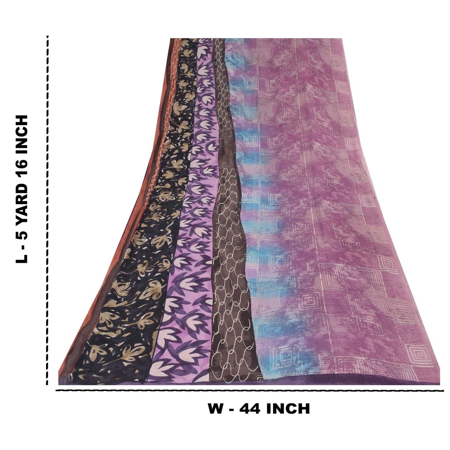 Sanskriti Vintage Sarees Multi Pure Georgette Silk Printed Sari Craft Sustainable Fabric