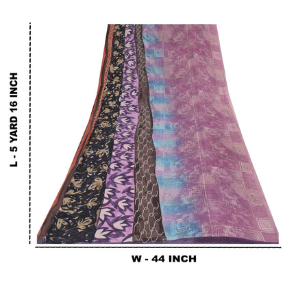 Sanskriti Vintage Sarees Multi Pure Georgette Silk Printed Sari Craft Sustainable Fabric
