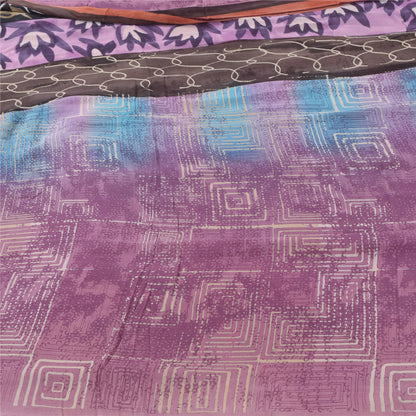 Sanskriti Vintage Sarees Multi Pure Georgette Silk Printed Sari Craft Sustainable Fabric