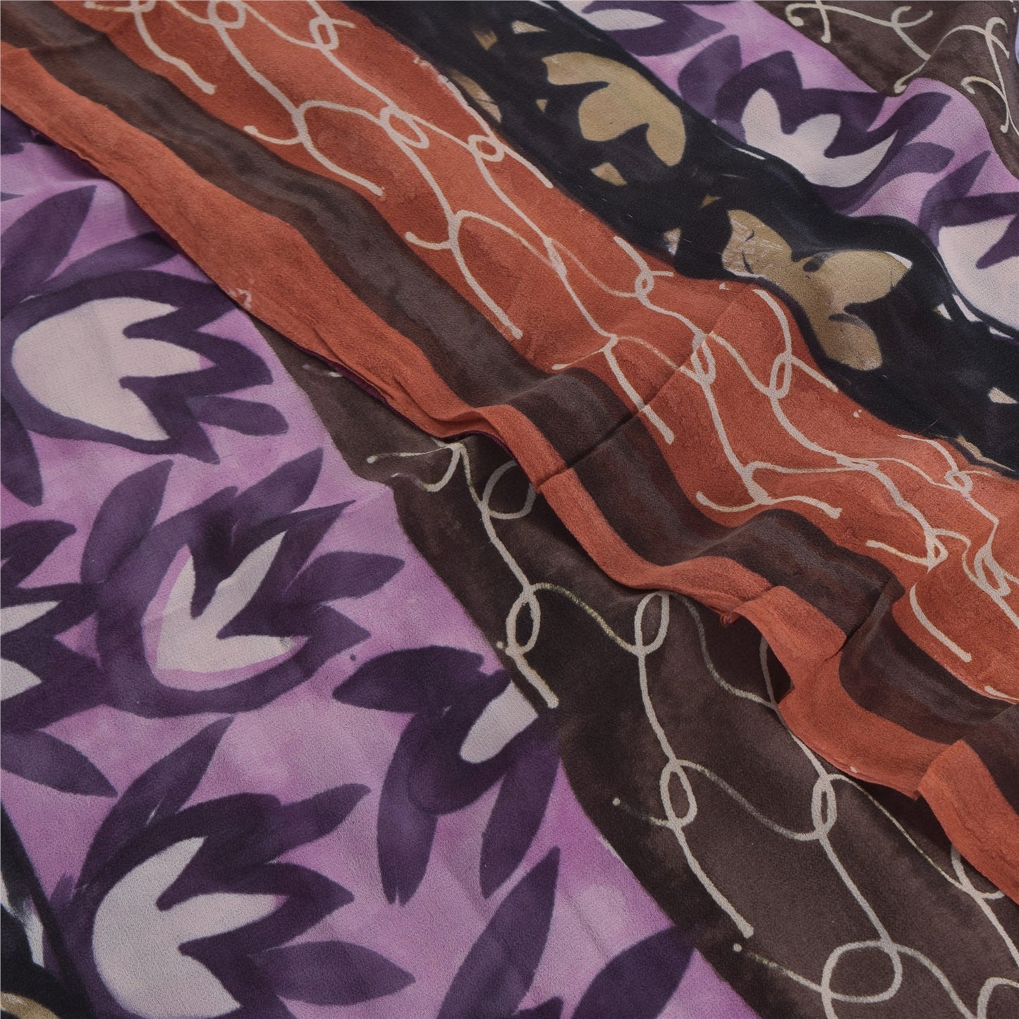 Sanskriti Vintage Sarees Multi Pure Georgette Silk Printed Sari Craft Sustainable Fabric