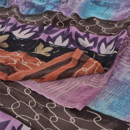 Sanskriti Vintage Sarees Multi Pure Georgette Silk Printed Sari Craft Sustainable Fabric