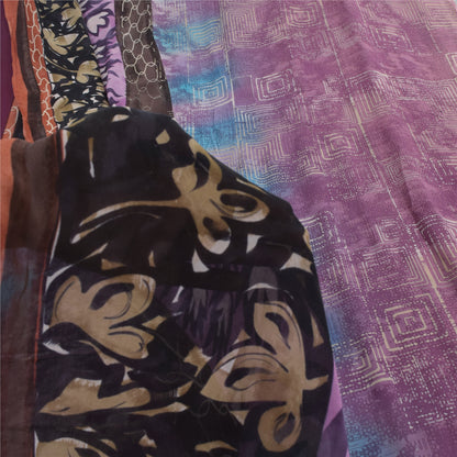 Sanskriti Vintage Sarees Multi Pure Georgette Silk Printed Sari Craft Sustainable Fabric