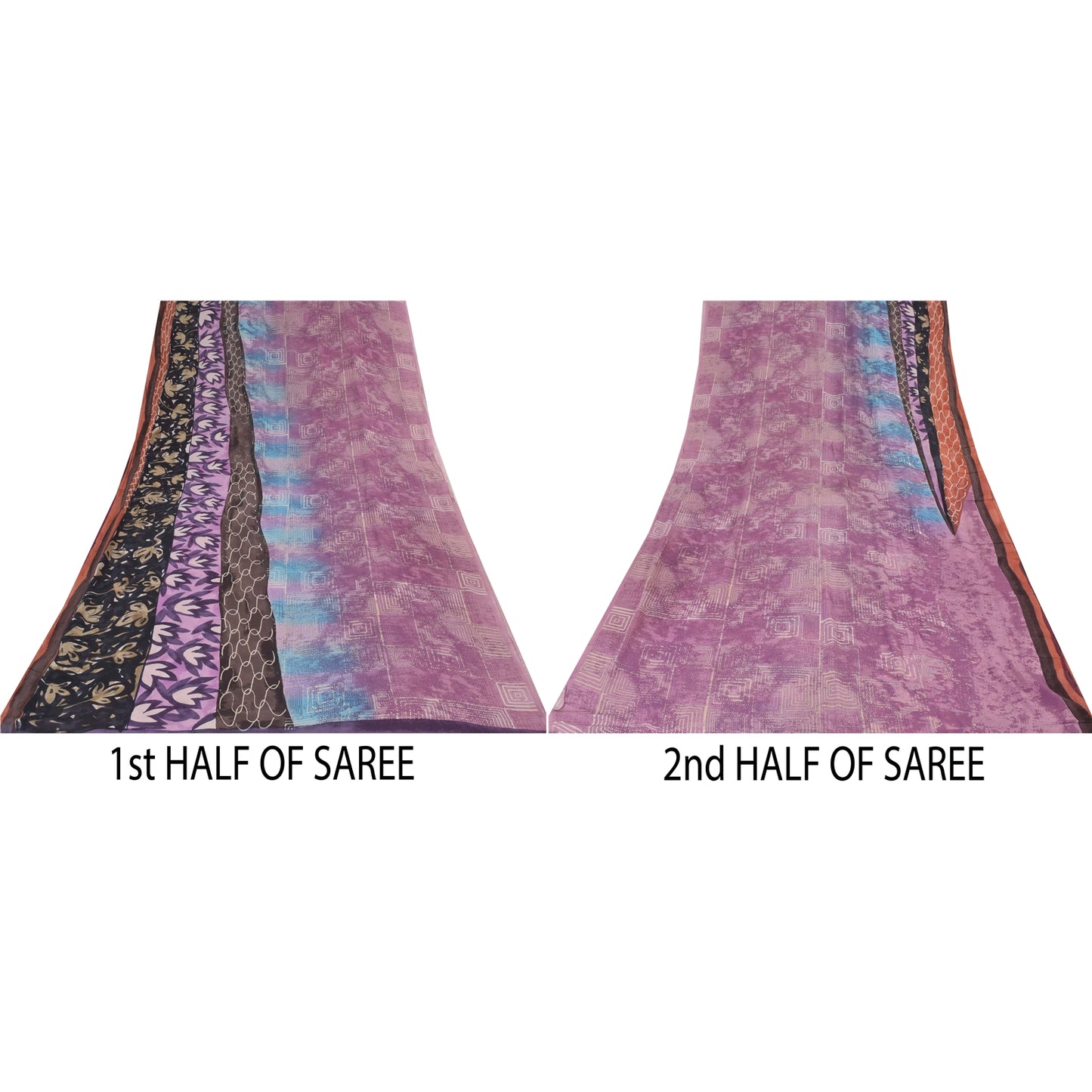 Sanskriti Vintage Sarees Multi Pure Georgette Silk Printed Sari Craft Sustainable Fabric