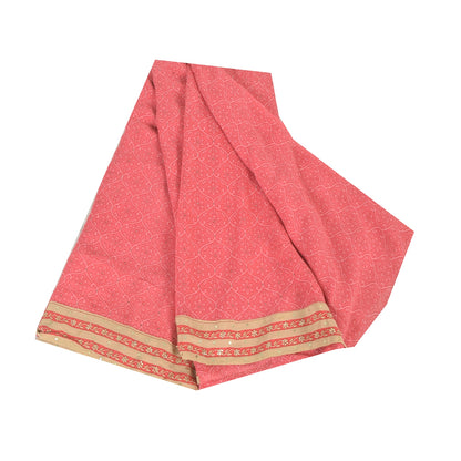 Sanskriti Vintage Sarees Pink Mukesh Pure Georgette Silk Print Sari Craft Sustainable Fabric