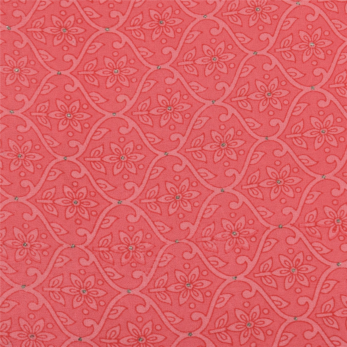 Sanskriti Vintage Sarees Pink Mukesh Pure Georgette Silk Print Sari Craft Sustainable Fabric