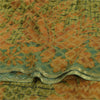 Sanskriti Vintage Sarees Green Pure Georgette Silk Printed Sari 5yd raft Sustainable Fabric
