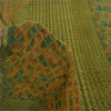 Sanskriti Vintage Sarees Green Pure Georgette Silk Printed Sari 5yd raft Sustainable Fabric