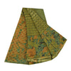 Sanskriti Vintage Sarees Green Pure Georgette Silk Printed Sari 5yd raft Sustainable Fabric