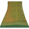 Sanskriti Vintage Sarees Green Pure Georgette Silk Printed Sari 5yd raft Sustainable Fabric
