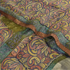 Sanskriti Vintage Sarees Green Pure Georgette Silk Printed Sari Craft Sustainable Fabric