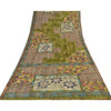 Sanskriti Vintage Sarees Green Pure Georgette Silk Printed Sari Craft Sustainable Fabric