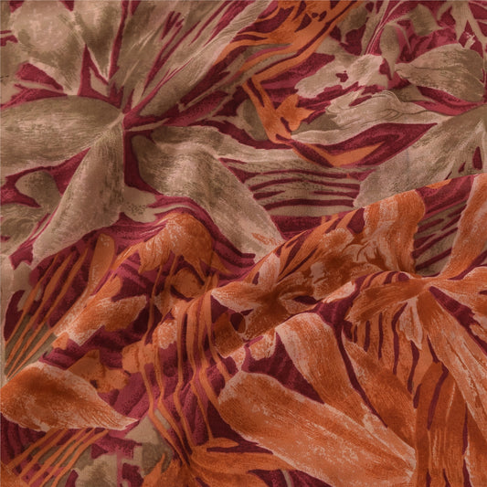 Sanskriti Vintage 100% Pure Georgette Silk Multicolor Printed Sarees 5 Yd Craft Fabric Home Decor, Women Floral Outfit, Silk Scrap