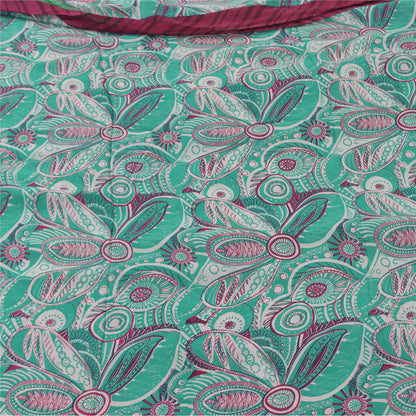 Sanskriti Vintage Sarees Blue 100% Pure Georgette Silk Printed Sari Craft Sustainable Fabric